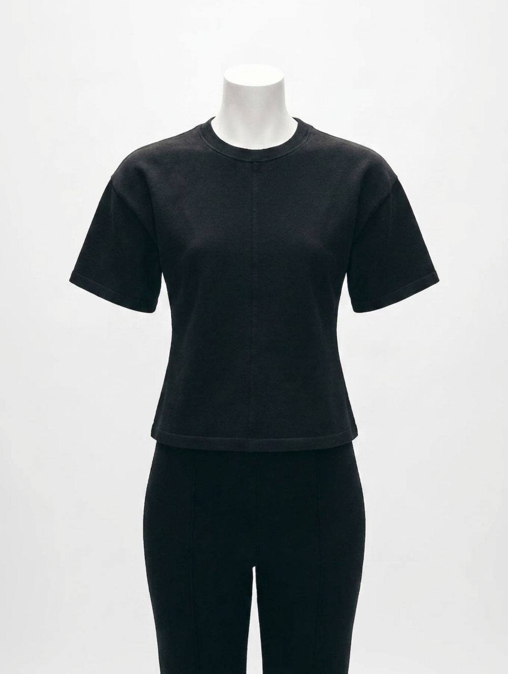 NEW WHITE + WARREN superfine organic cotton waisted t shirt in black